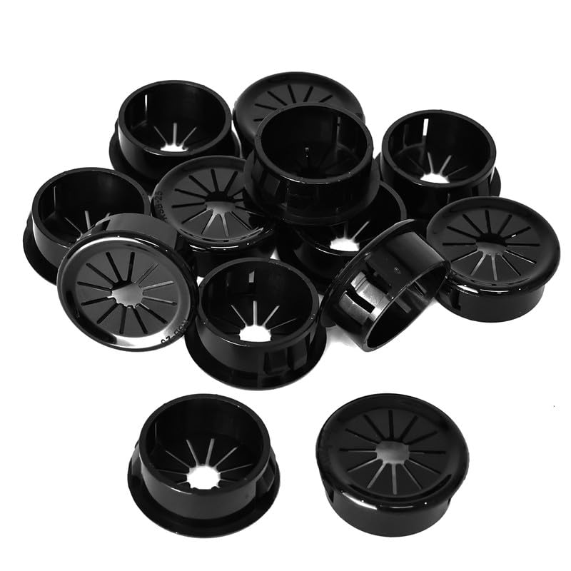 EASYEAH Store 30PCS Cable Grommets, 1"(25mm) Desk Hole Cover Petal Shaped Buckle Type Nylon Snap Bushing Grommet, Wire Hole Cover Insert for Cables and Cords Management and Protection of Cabinet, Black - Image 1